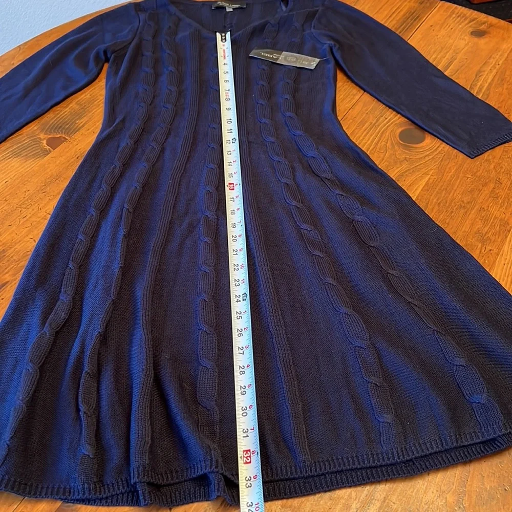 NWT Black Label by Evan Picone Navy Blue Long Sleeve Knitted Sweater Dress Large - Picture 11 of 13